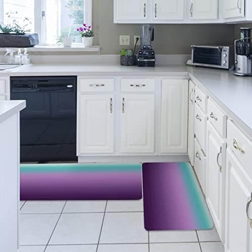 Purple Teal Ombre Kitchen Rug Set 2 PCS