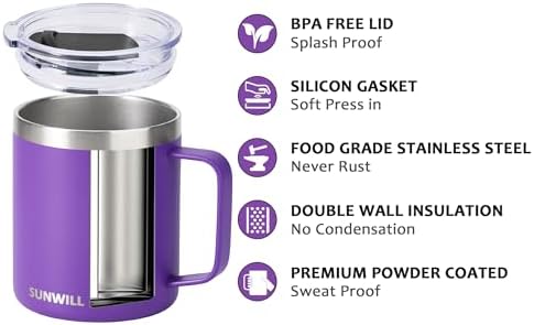 BPA-Free 14oz Insulated Coffee Mug with Handle SUNWILL