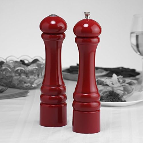 10-Inch Candy Apple Red Chef Specialties Pepper Mill Salt Shaker Set