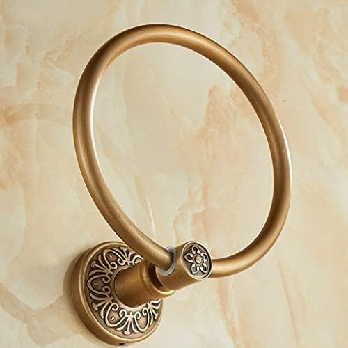 Retro Round Aluminum Towel Rack Antique Brass Space-Saving Bathroom Towel Organizer