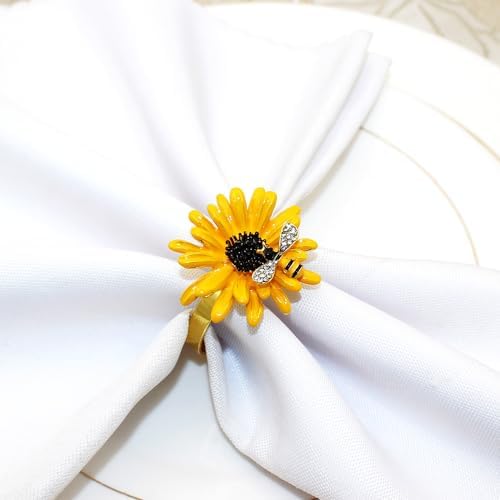 6-Piece Sunflower Metal Napkin Rings Perfect for Dinner