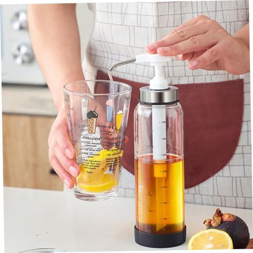 Cabilock 500ml Glass Stainless Steel Sauce Press Bottle