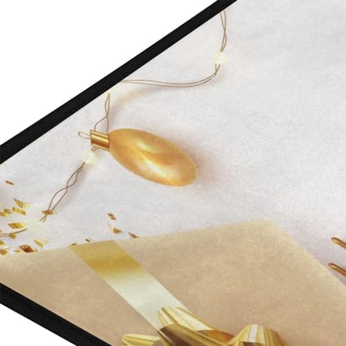 Susiyo Anti Fatigue Kitchen Rug Mat 39x20 in Gold Christmas Banner