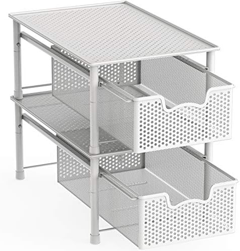 Simple Houseware Stackable Cabinet Organizer Easy Space Saver White