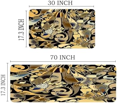 Paisley Kitchen Rugs 2 Piece Set Anti Fatigue Comfort Standing Mat