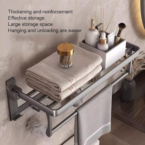 ANNBKA Gray Towel Shelf Wall-Mounted Towel Holder Bathroom Organization Solution