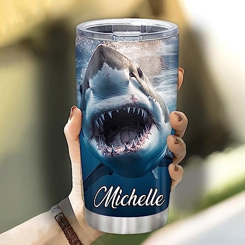 Hyturtle Shark Lover 20oz Stainless Steel Tumbler With Flip Lid