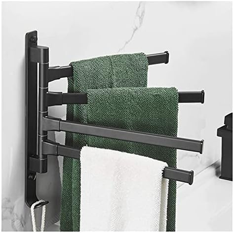 ALDEPO 4 Bar Rotating Towel Rail Organizer Black