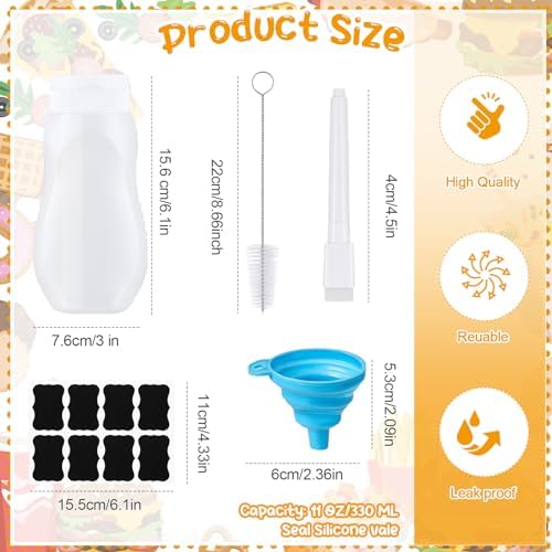 6-Pack 11 oz Condiment Squeeze Bottles