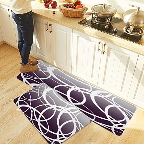 Purple Ombre Kitchen Rugs Set Soft Absorbent for Home Kitchen