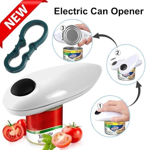 One-Click Electric Can Opener with Smooth Edge Safety Design