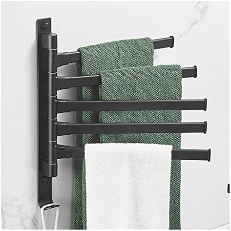 ALDEPO 4 Bar Rotating Towel Rail Organizer Black