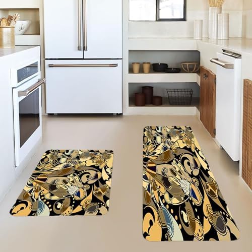 Paisley Kitchen Rugs 2 Piece Set Anti Fatigue Comfort Standing Mat