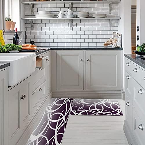 Purple Ombre Kitchen Rugs Set Soft Absorbent for Home Kitchen