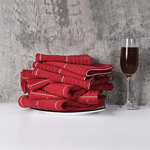 Glynniss Red Kitchen Towels and Dishcloths Set of 8