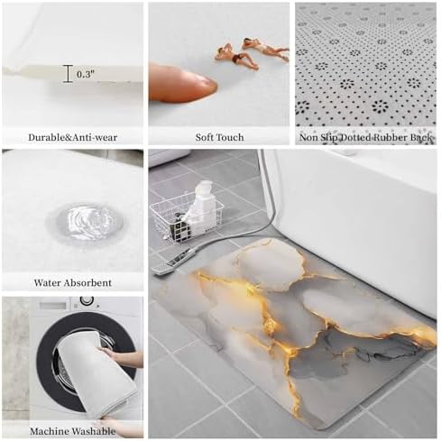 Abstract Gradient Marble Kitchen Rugs and Mats Set