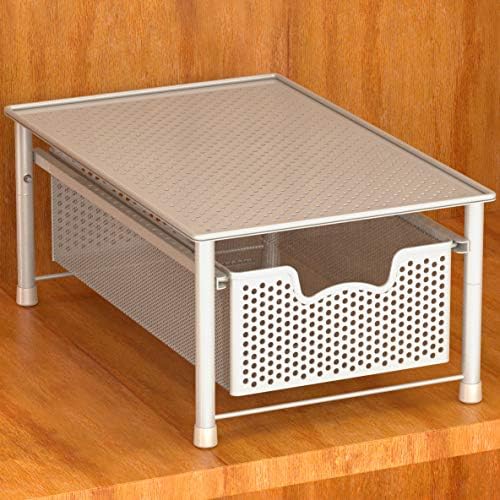 Simple Houseware Stackable Cabinet Organizer Easy Space Saver White