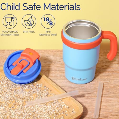 Fimibuke Kids Insulated Straw Tumbler - 16oz Leak-Proof Toddler Water Bottle