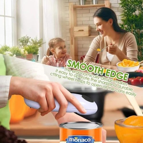 One-Click Electric Can Opener with Smooth Edge Safety Design