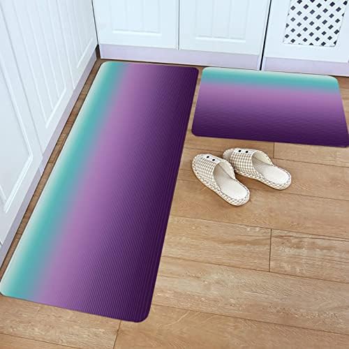 Purple Teal Ombre Kitchen Rug Set 2 PCS