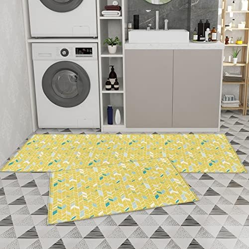 2Pcs Anti Fatigue Kitchen Rugs Geometric Design for Kitchen Standing