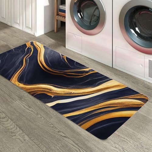 Chic Kitchen Rugs - Abstract Marble Foil Runner Set