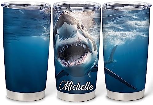 Hyturtle Shark Lover 20oz Stainless Steel Tumbler With Flip Lid