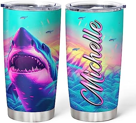 Stainless Steel Tumbler Shark Lover Gift for Women Girls Kids