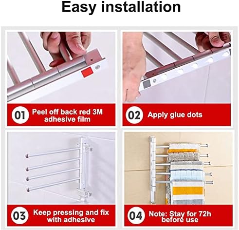 Durable Black Dual-Bar Towel Rail for Bathroom Wall-Mounted 180 Swivel No Punch Design