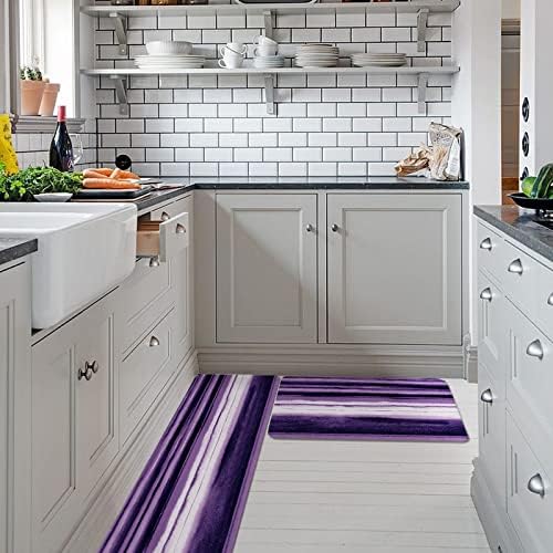 Olivier Purple Kitchen Rugs Set - 20x315 20x47 Non-Slip Absorbent Standing Mats