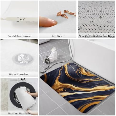 Chic Kitchen Rugs - Abstract Marble Foil Runner Set