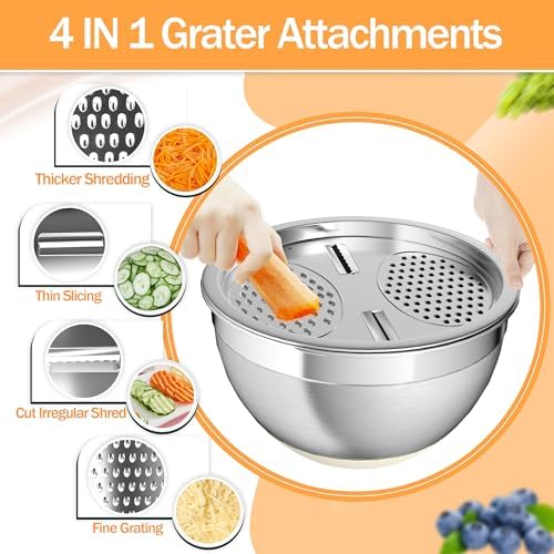 Nicdiet Mixing Bowls Set with Airtight Lids Durable Stackable in Khaki