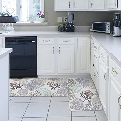 Cozy Ocean Waves Kitchen Bathroom Standing Mat Set