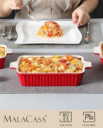 MALACASA Porcelain Bakeware Set of 4 Red 1