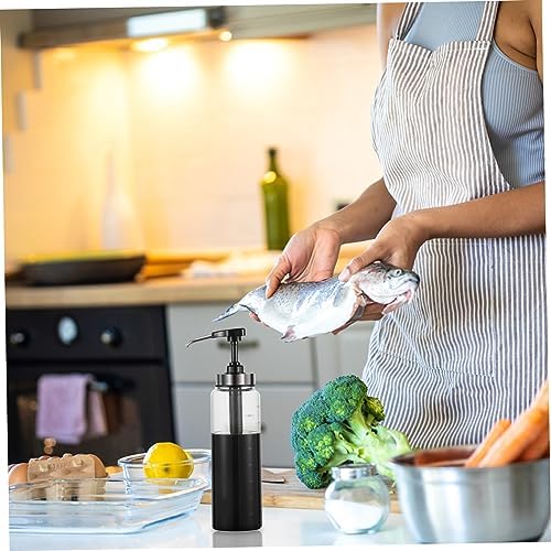 Sleek 500ml Glass Stainless Steel Ketchup Salad Dressing Squeeze Bottle