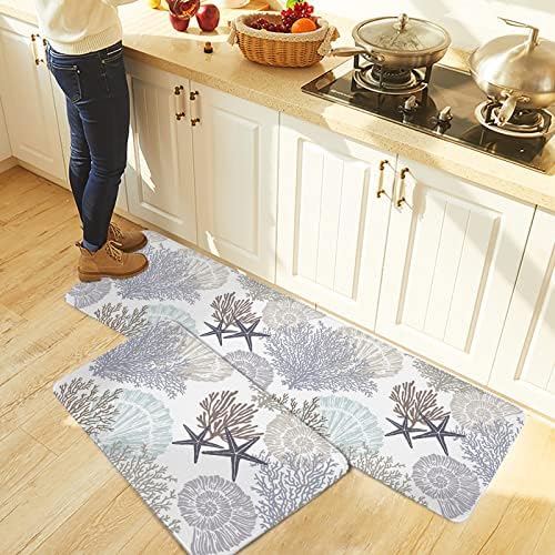 Cozy Ocean Waves Kitchen Bathroom Standing Mat Set