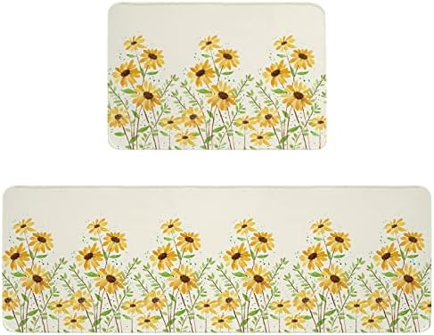 Yellow Daisy Kitchen Rugs Set