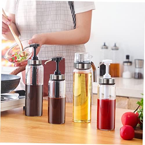 Sleek 500ml Glass Stainless Steel Ketchup Salad Dressing Squeeze Bottle