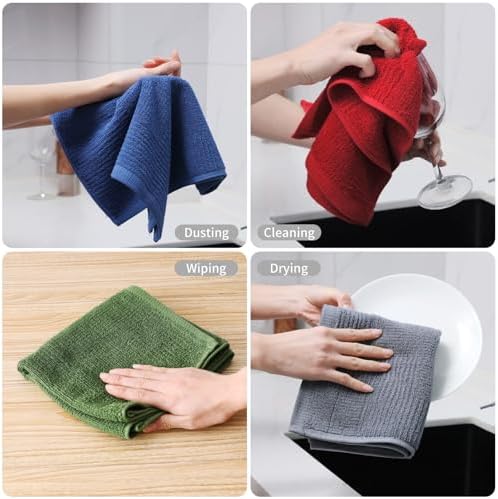 Luxury Kitchen Dish Towels Red Durable Set of 3
