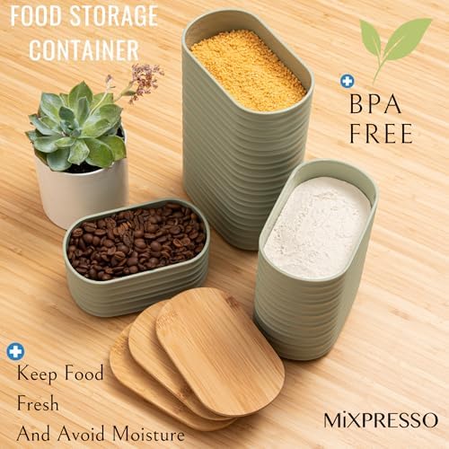 Mixpresso 3 Pcs Olive Green Canisters Set for Kitchen Storage