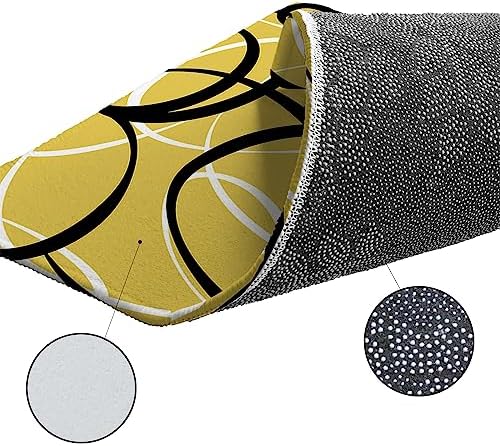 Yellow Geometric Kitchen Rugs Set