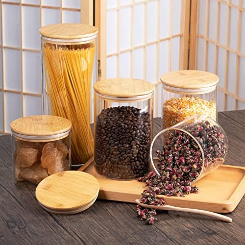Yuncang Glass Jars Set of 5 with Bamboo Lids 1