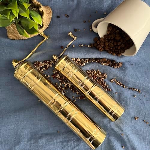 Set of Two Compact Manual Turkish Coffee Grinders with Peppergrinder