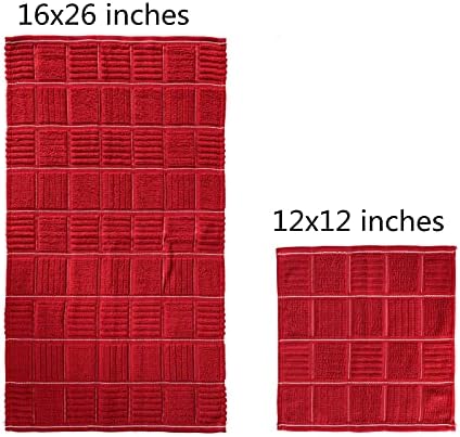 Glynniss Red Kitchen Towels and Dishcloths Set of 8