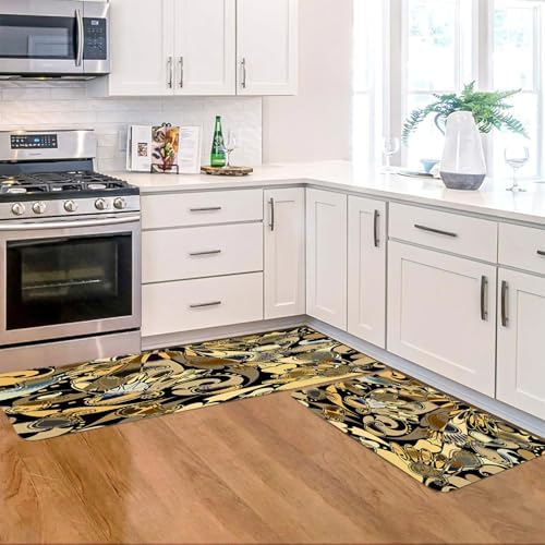 Paisley Kitchen Rugs 2 Piece Set Anti Fatigue Comfort Standing Mat
