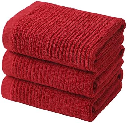 Luxury Kitchen Dish Towels Red Durable Set of 3