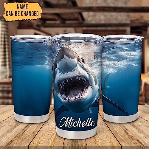 Hyturtle Shark Lover 20oz Stainless Steel Tumbler With Flip Lid