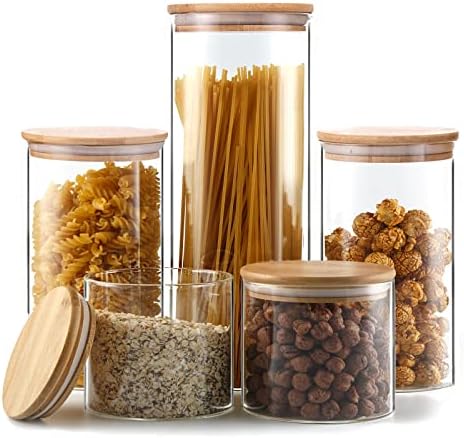 Yuncang Glass Jars Set of 5 with Bamboo Lids 1