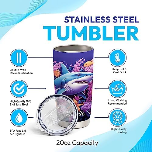 Hyturtle Personalized Shark Lovers Stainless Steel Tumbler Gift