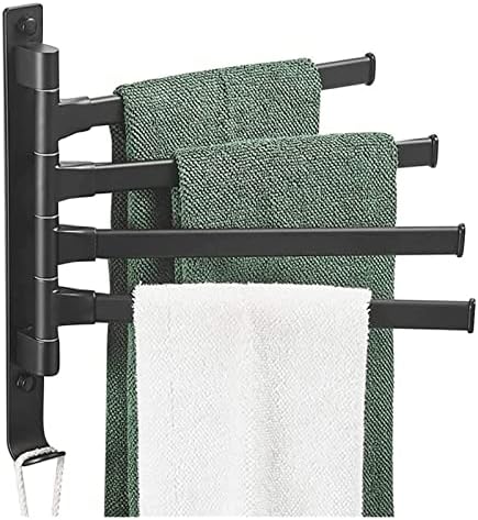 ALDEPO 4 Bar Rotating Towel Rail Organizer Black